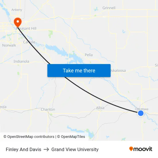Finley And Davis to Grand View University map