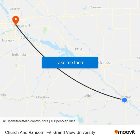 Church And Ransom to Grand View University map