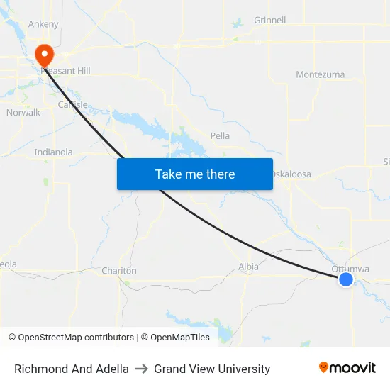 Richmond And Adella to Grand View University map