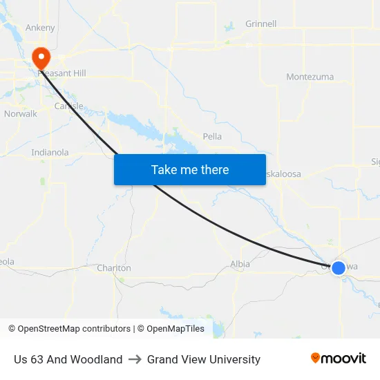 Us 63 And Woodland to Grand View University map
