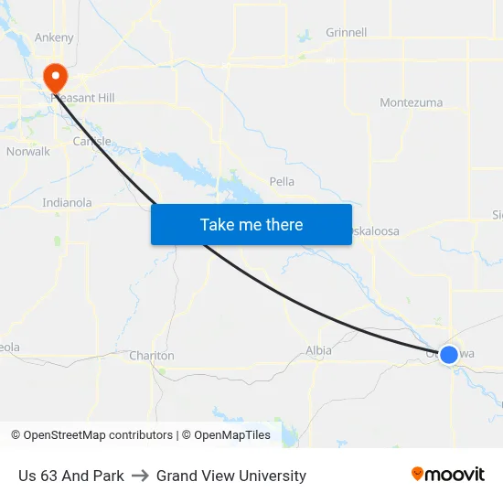 Us 63 And Park to Grand View University map