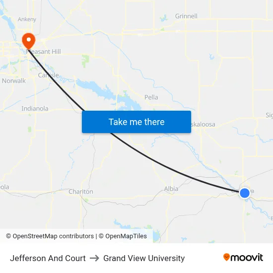 Jefferson And Court to Grand View University map