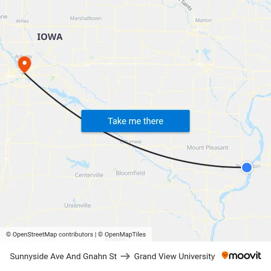 Sunnyside Ave And Gnahn St to Grand View University map