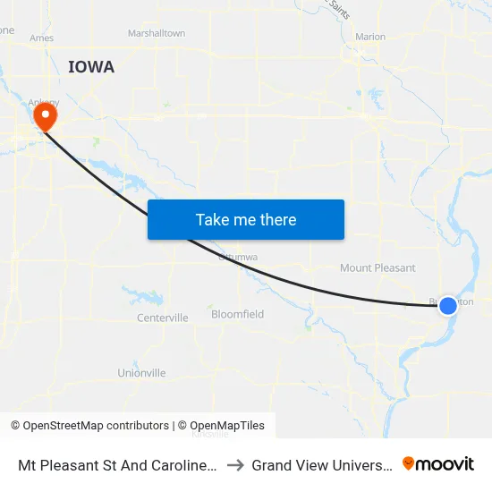 Mt Pleasant St And Caroline St to Grand View University map