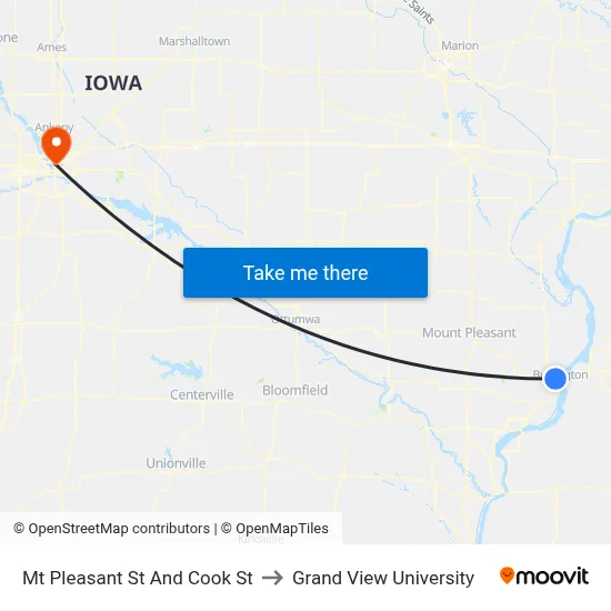 Mt Pleasant St And Cook St to Grand View University map