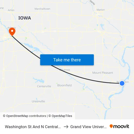 Washington St And N Central Ave to Grand View University map
