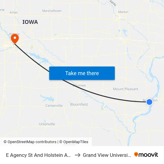 E Agency St And Holstein Ave to Grand View University map