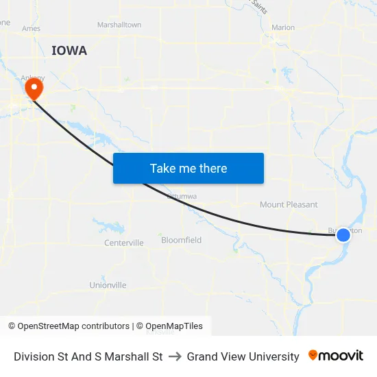 Division St And S Marshall St to Grand View University map