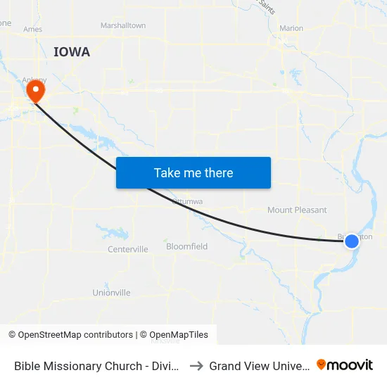 Bible Missionary Church - Division St to Grand View University map