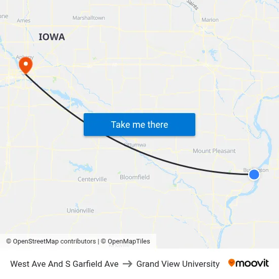 West Ave And S Garfield Ave to Grand View University map