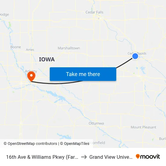 16th Ave & Williams Pkwy (Far-Side) to Grand View University map
