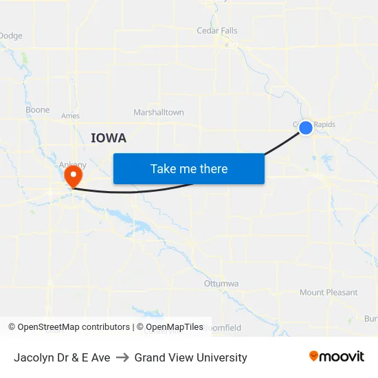 Jacolyn Dr & E Ave to Grand View University map