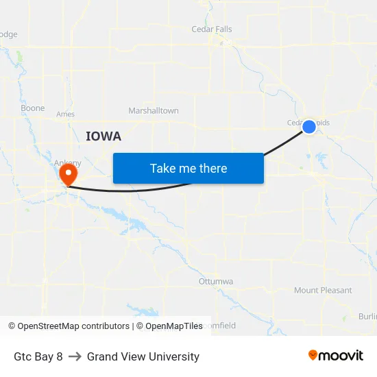 Gtc Bay 8 to Grand View University map