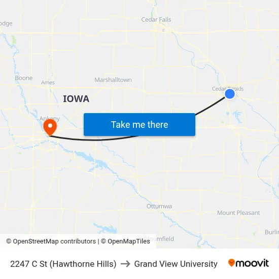 2247 C St (Hawthorne Hills) to Grand View University map