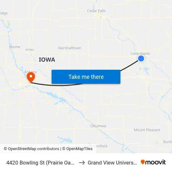 4420 Bowling St (Prairie Oaks) to Grand View University map