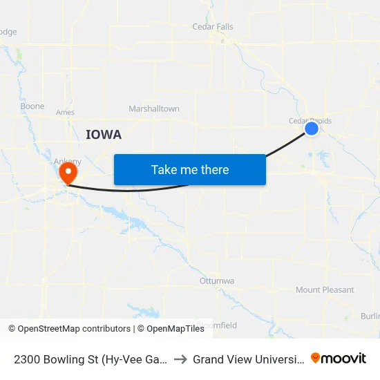 2300 Bowling St (Hy-Vee Gas) to Grand View University map