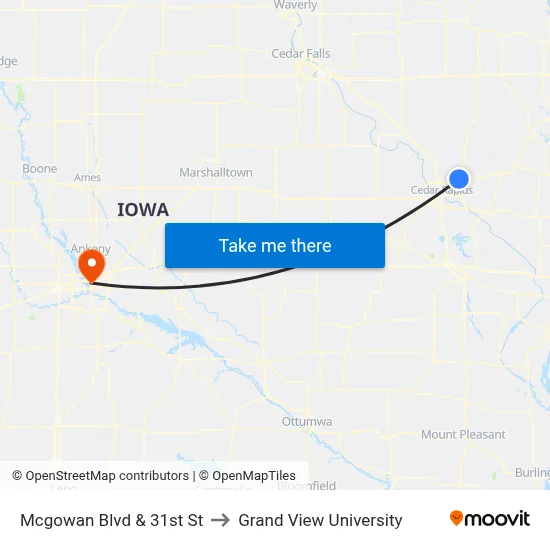 Mcgowan Blvd & 31st St to Grand View University map