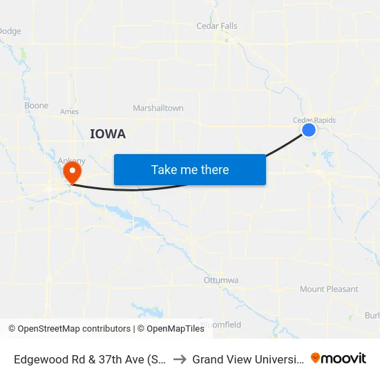 Edgewood Rd & 37th Ave (Sb) to Grand View University map