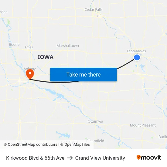 Kirkwood Blvd & 66th Ave to Grand View University map
