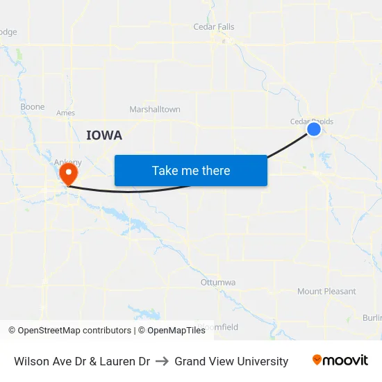 Wilson Ave Dr & Lauren Dr to Grand View University map