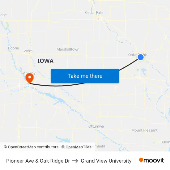 Pioneer Ave & Oak Ridge Dr to Grand View University map