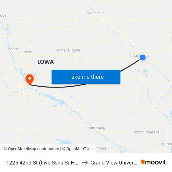 1225 42nd St (Five Ssns Sr Hsng) to Grand View University map