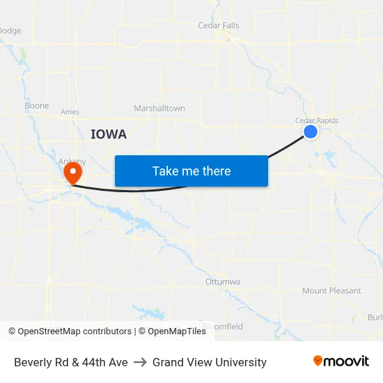 Beverly Rd & 44th Ave to Grand View University map