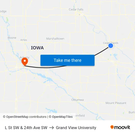 L St SW & 24th Ave SW to Grand View University map