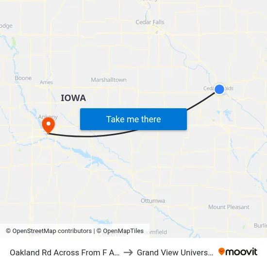 Oakland Rd Across From F Ave to Grand View University map