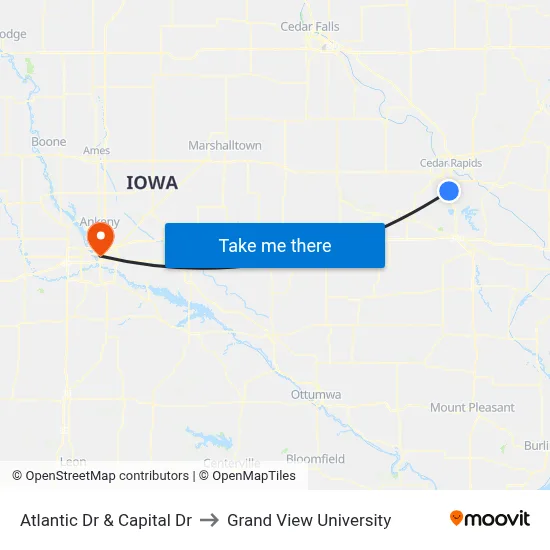 Atlantic Dr & Capital Dr to Grand View University map