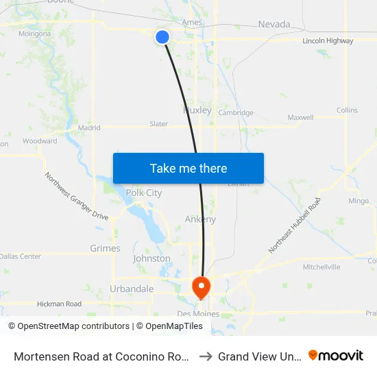Mortensen Road at Coconino Road Eastbound to Grand View University map