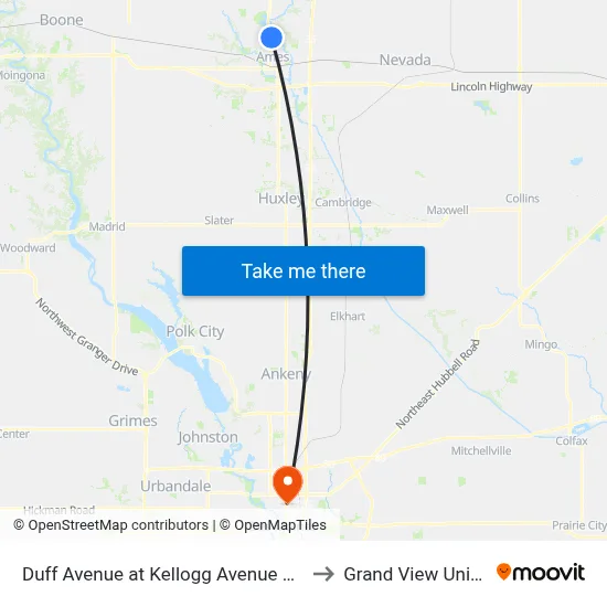 Duff Avenue at Kellogg Avenue Westbound to Grand View University map