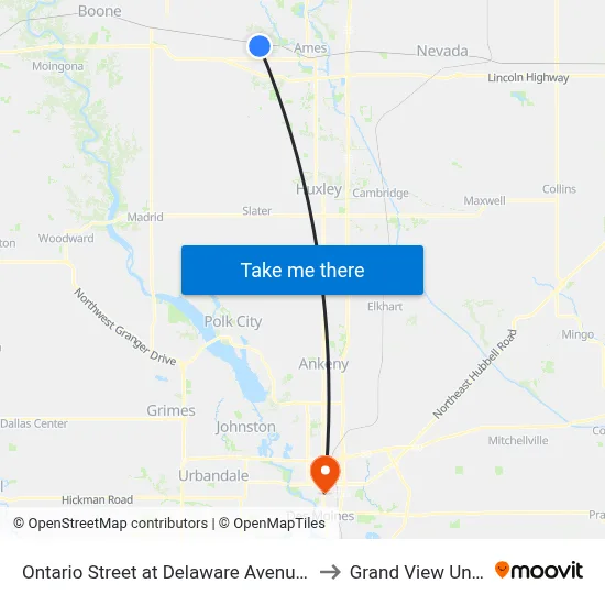Ontario Street at Delaware Avenue Westbound to Grand View University map