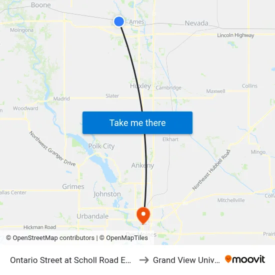 Ontario Street at Scholl Road Eastbound to Grand View University map