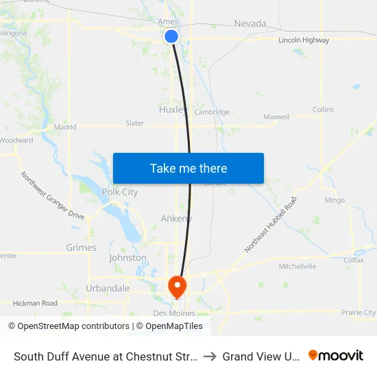 South Duff Avenue at Chestnut Street Southbound to Grand View University map