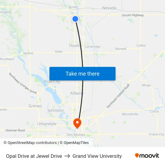 Opal Drive at Jewel Drive to Grand View University map