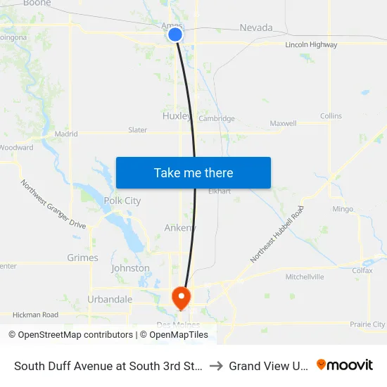 South Duff Avenue at South 3rd Street Northbound to Grand View University map