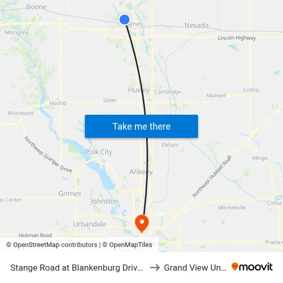 Stange Road at Blankenburg Drive Northbound to Grand View University map