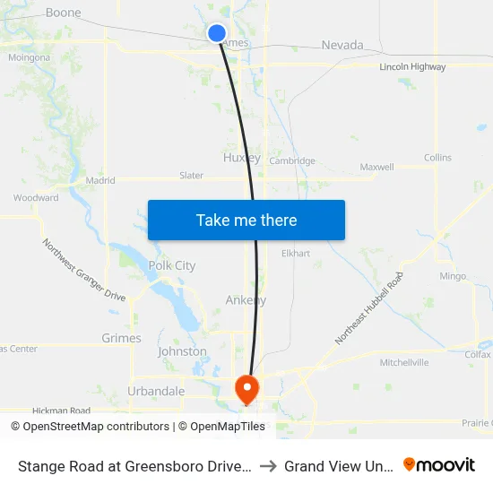 Stange Road at Greensboro Drive Northbound to Grand View University map
