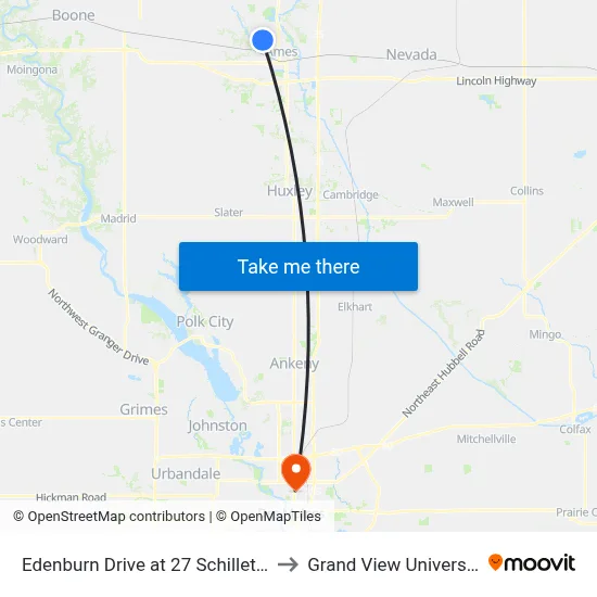Edenburn Drive at 27 Schilletter to Grand View University map