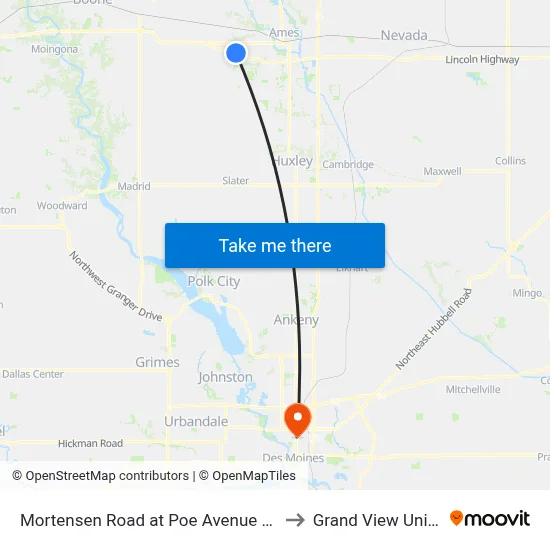 Mortensen Road at Poe Avenue Westbound to Grand View University map