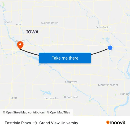 Eastdale Plaza to Grand View University map