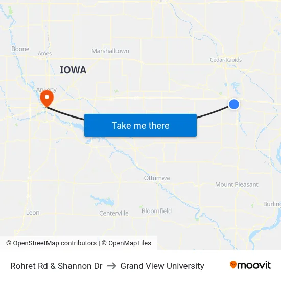 Rohret Rd & Shannon Dr to Grand View University map