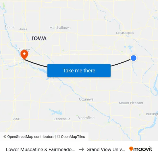 Lower Muscatine & Fairmeadows Blvd to Grand View University map