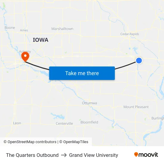 The Quarters Outbound to Grand View University map