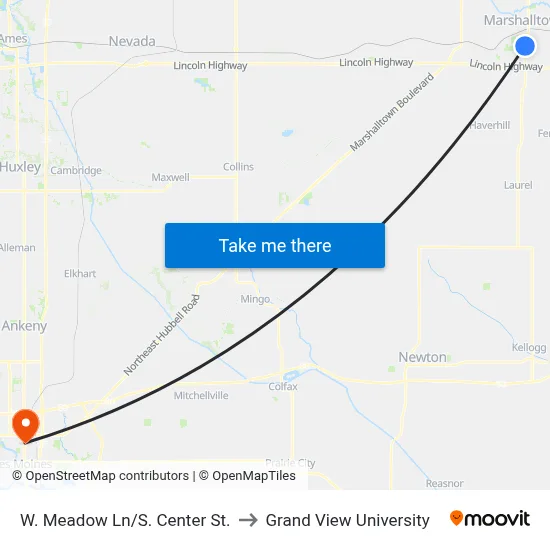 W. Meadow Ln/S. Center St. to Grand View University map