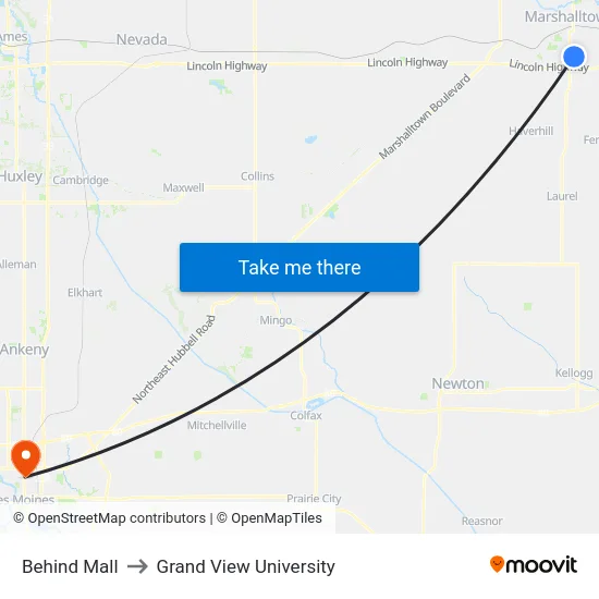 Behind Mall to Grand View University map
