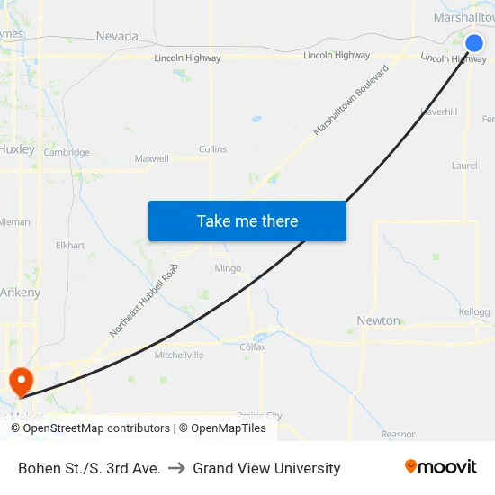 Bohen St./S. 3rd Ave. to Grand View University map