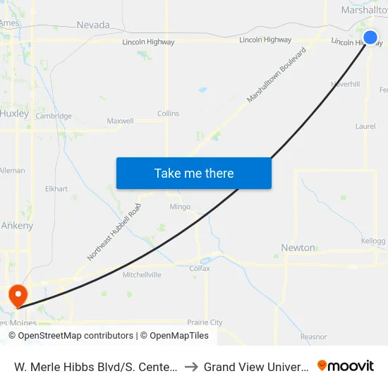 W. Merle Hibbs Blvd/S. Center St. to Grand View University map