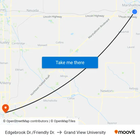 Edgebrook Dr./Friendly Dr. to Grand View University map